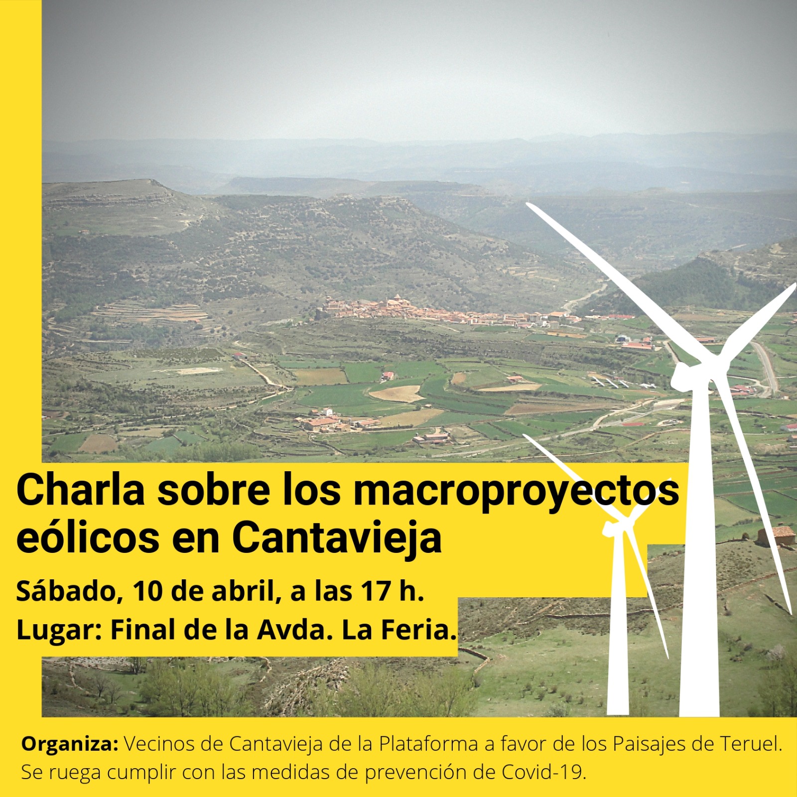 Cartel de la charla de informativa sobre los macroproyectos eólicos de la provincia de teruel