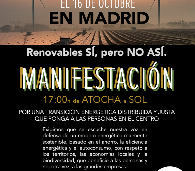Manifestación en Madrid el sábado 16 de octubre
