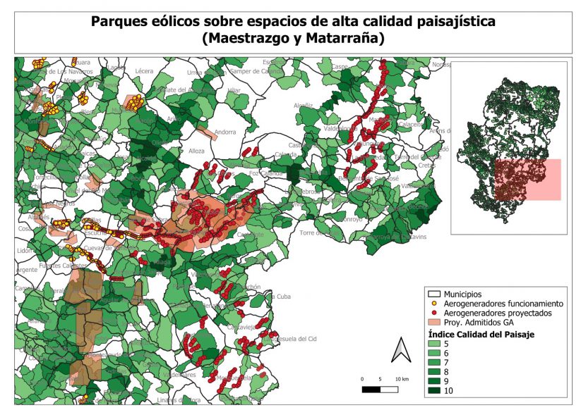 Mapa de PE sobre espacios de alta calidad paisajística