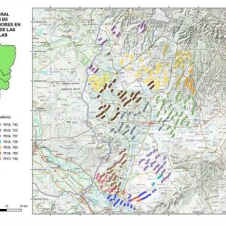 Ubicación de aerogeneradores en la comarca de Las cinco villas.