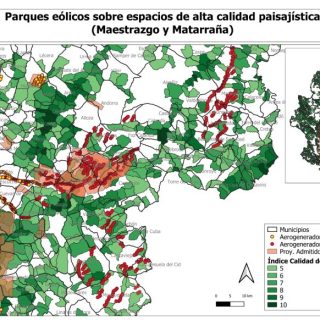 mapa de PE sobre espacios de alta calidad paisajistica del Maestrazgo y matarraña